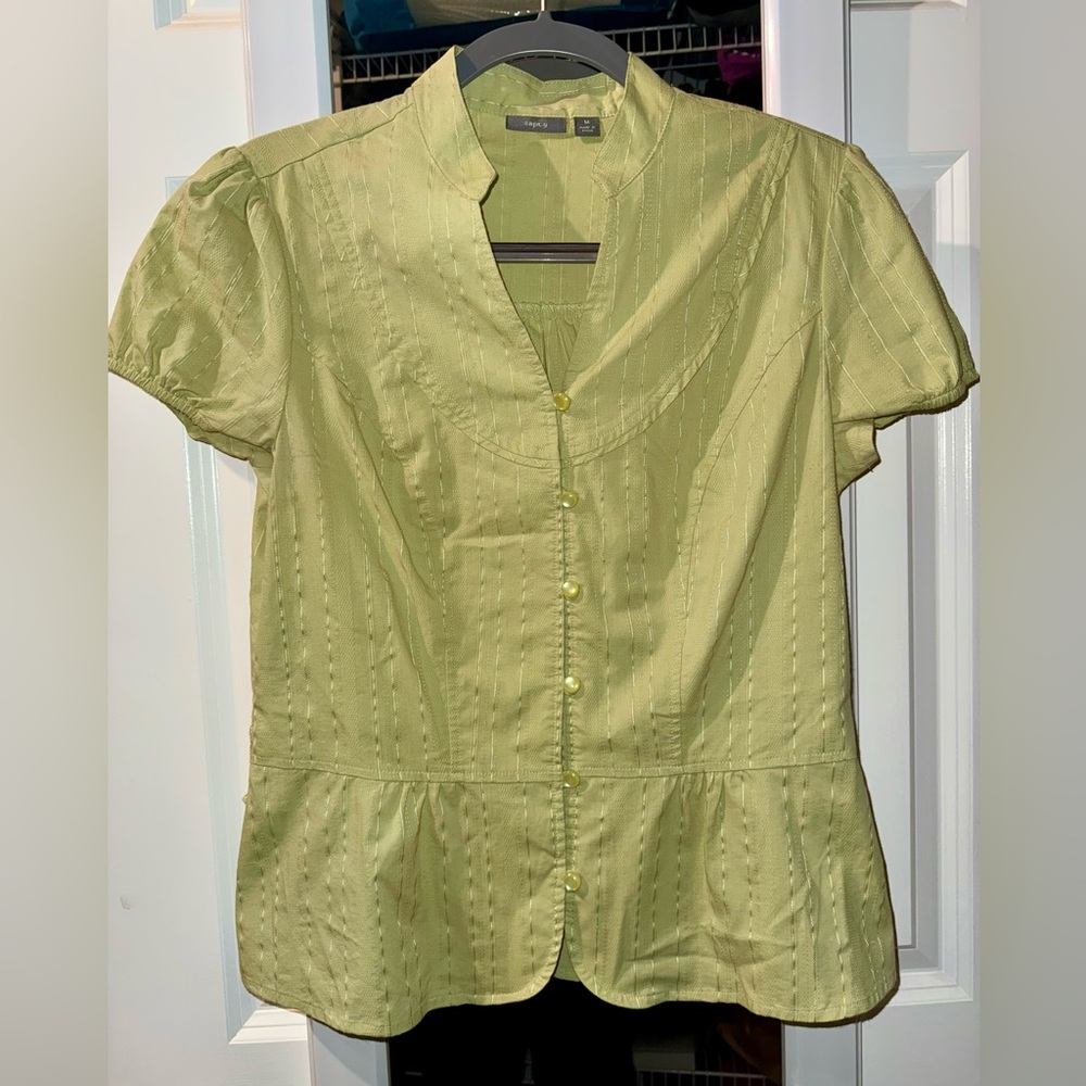 Apt. 9 Light Green Short Sleeve Blouse